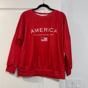 Red Women's Sweater with America Print